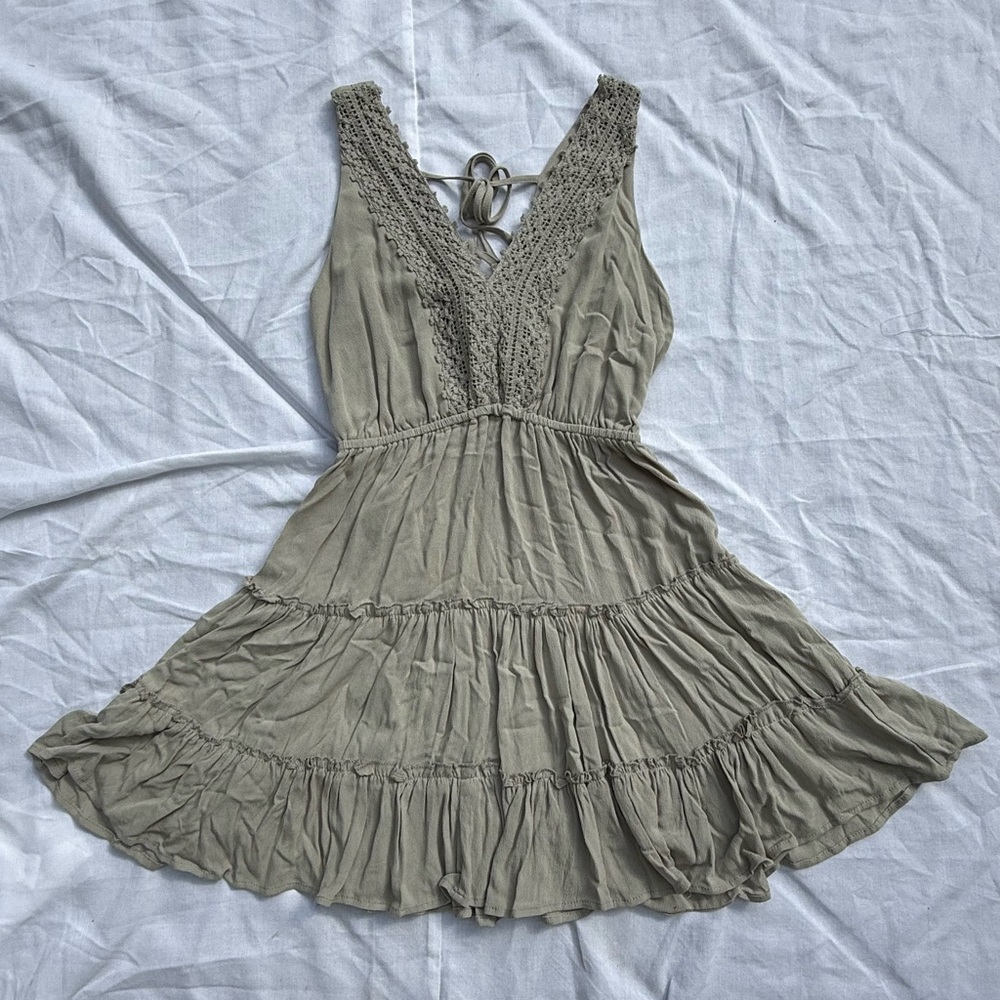 Elegant Khaki Sleeveless Dress